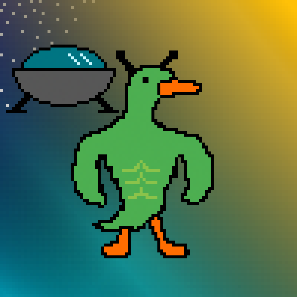 that darn alien duck from duck life space - Drawception