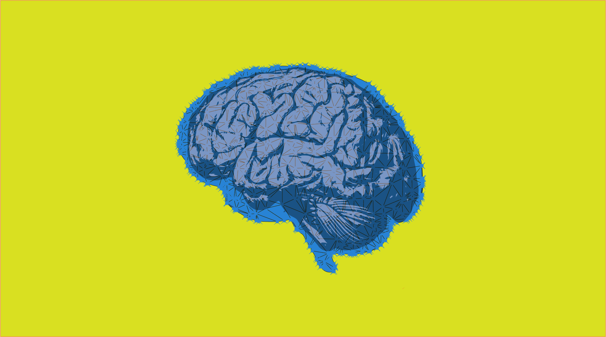 Yellow brain blue background