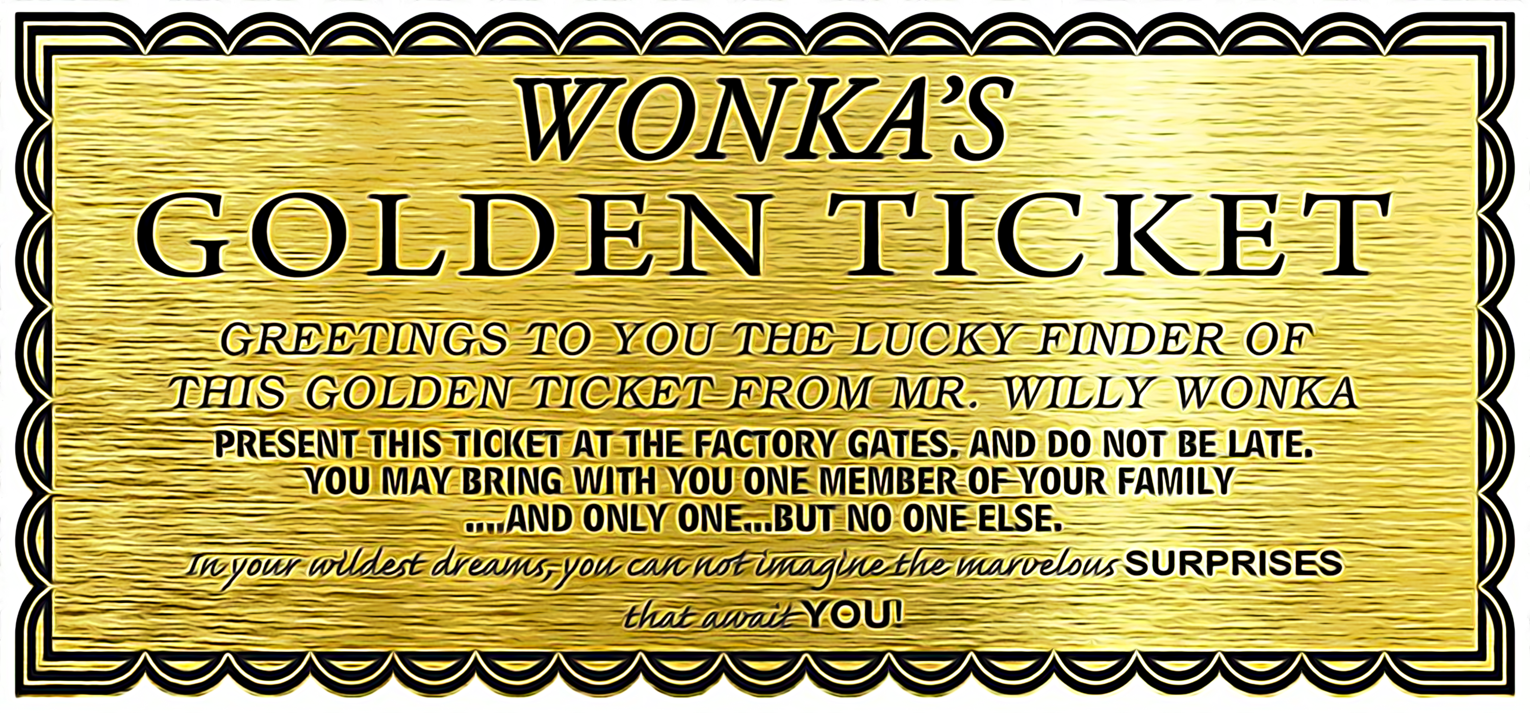 Golden Ticket, Willy Wonka and the Chocolate Factory (1971) - Movie Prop  Warehouse