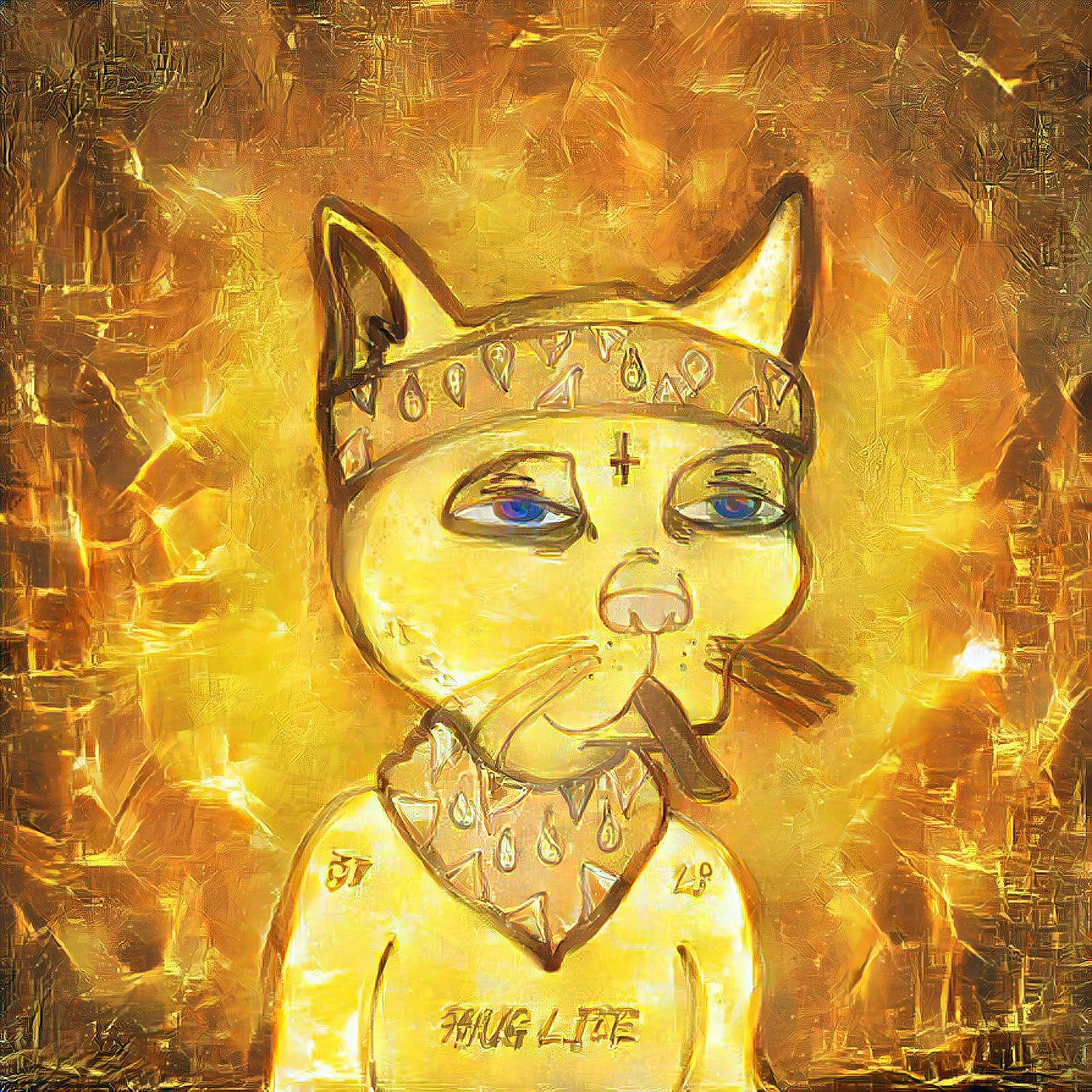 Funny Crazy Cat Steam Punked Painting · Creative Fabrica