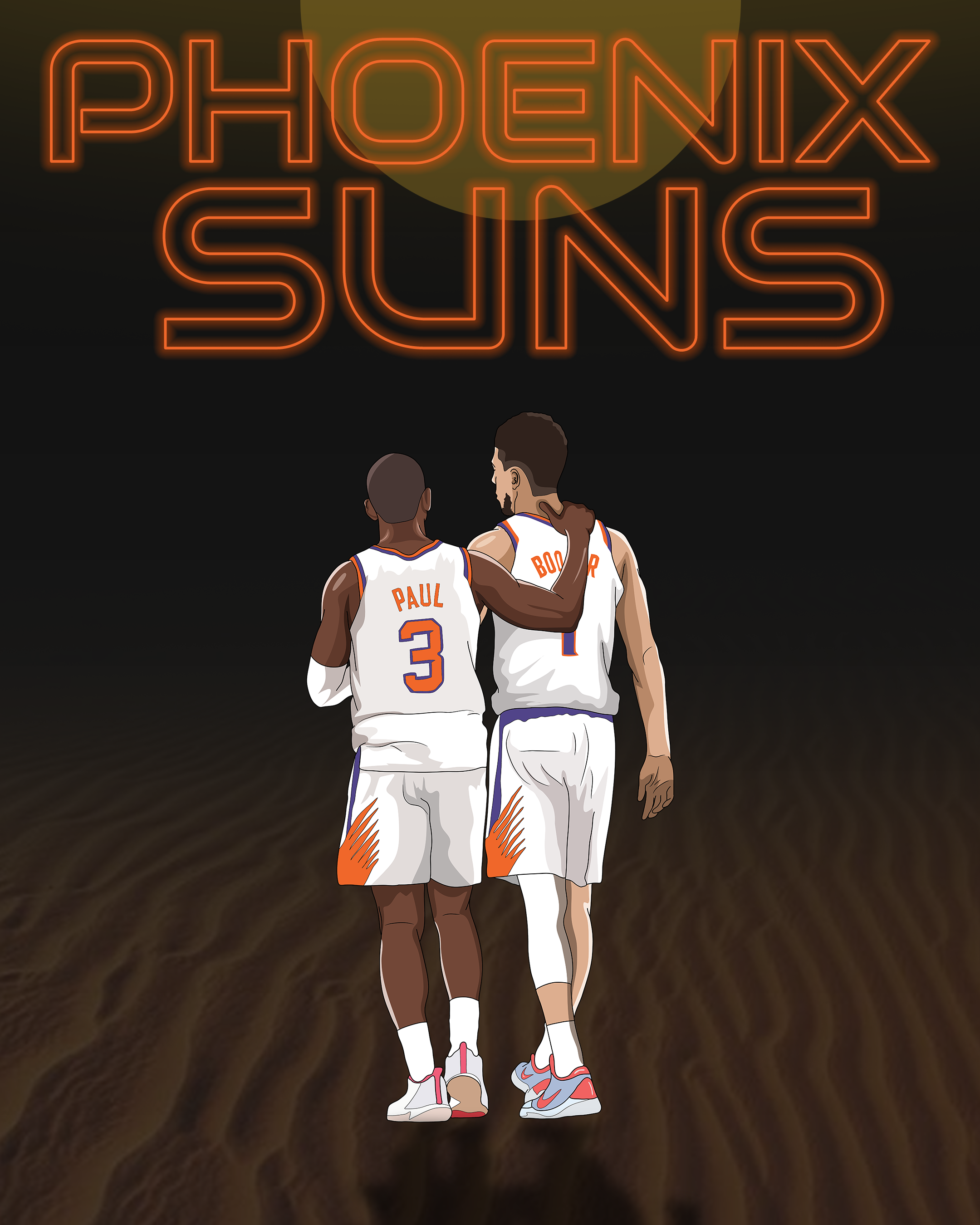 Phoenix Suns Chris Paul & Devin Booker Phenom Gallery 18'' x 24
