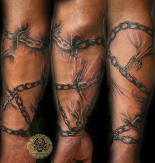 chains forearm sleeve tat - 2face tattoo | OpenSea