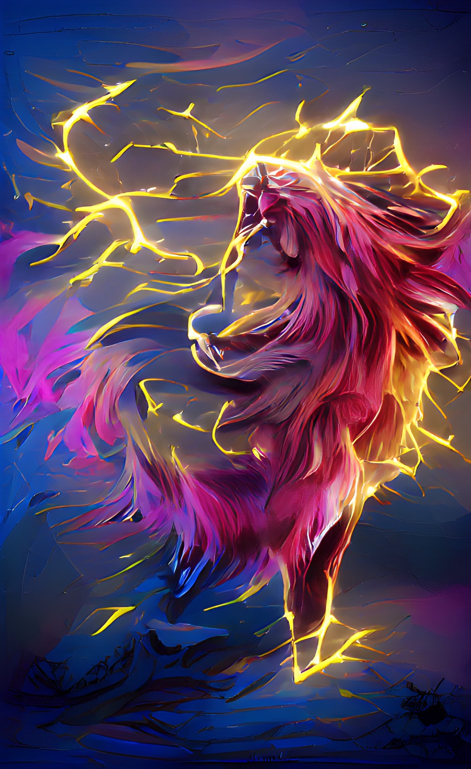 Lightning lion - New AI Collection | OpenSea