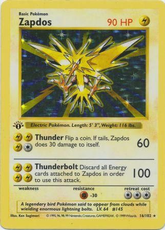 16-102 - Zapdos - Holo 1st Edition - Pokemon 1st edition base set