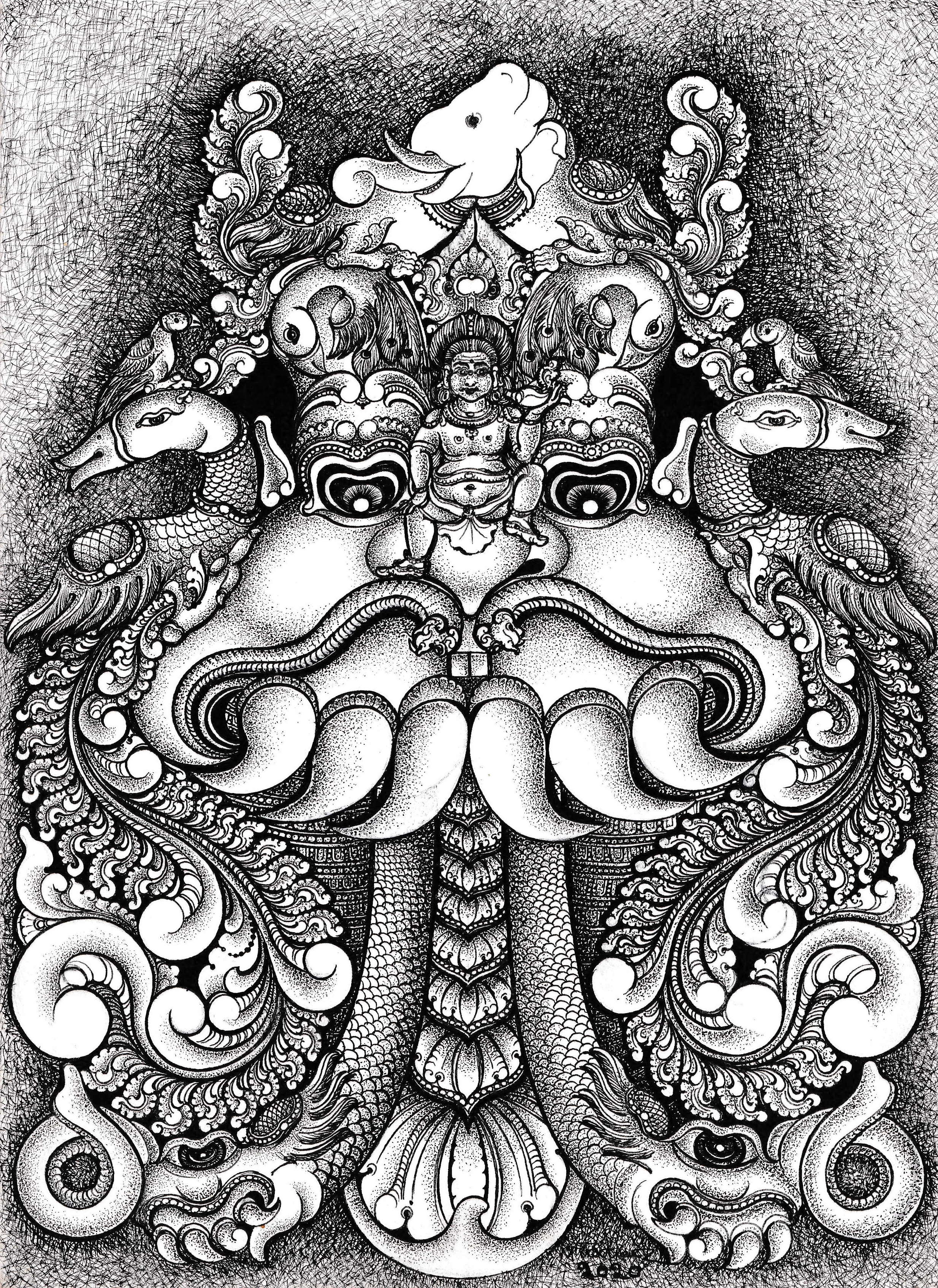 Manrique Conscious Art And Tattoo on Tumblr: A drawing a day to keep my  demons away :) working on a Kirtimukha, Garuda's older brother, protector  of Shiva's door and so...