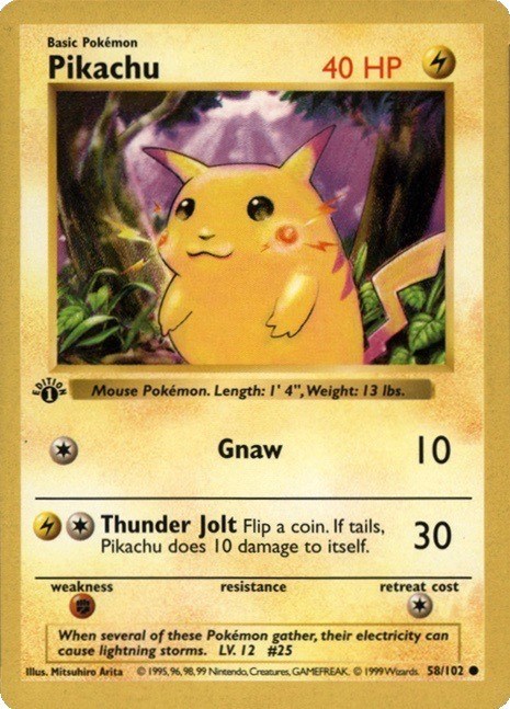 First Edition Pikachu (Red Cheeks) - Pokemon Cards First Edition