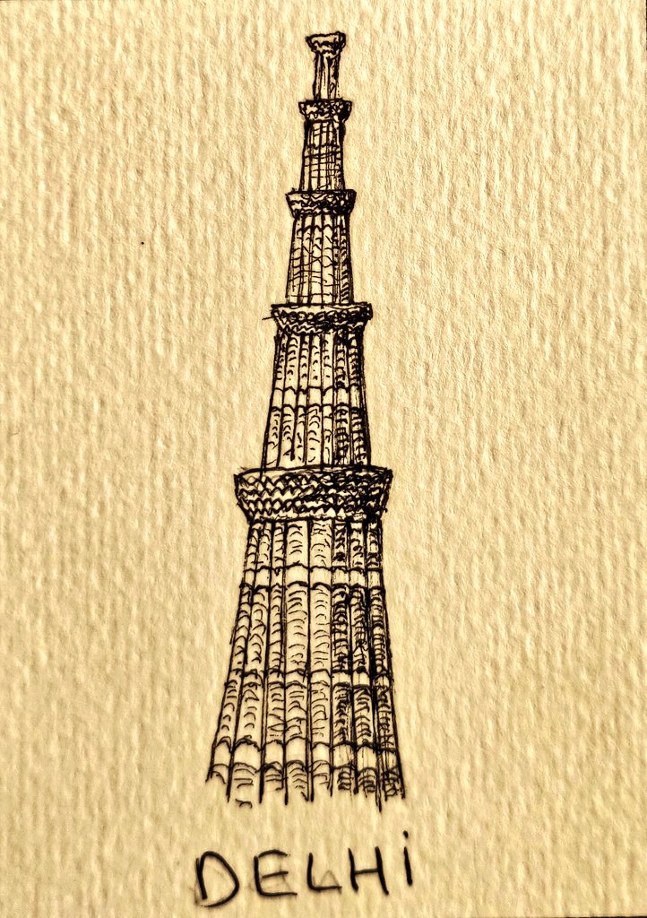 Buy QUTUB MINAR 1 Handmade Painting by SYED NOOR UL HASSAN.  Code:ART_3343_22352 - Paintings for Sale online in India.