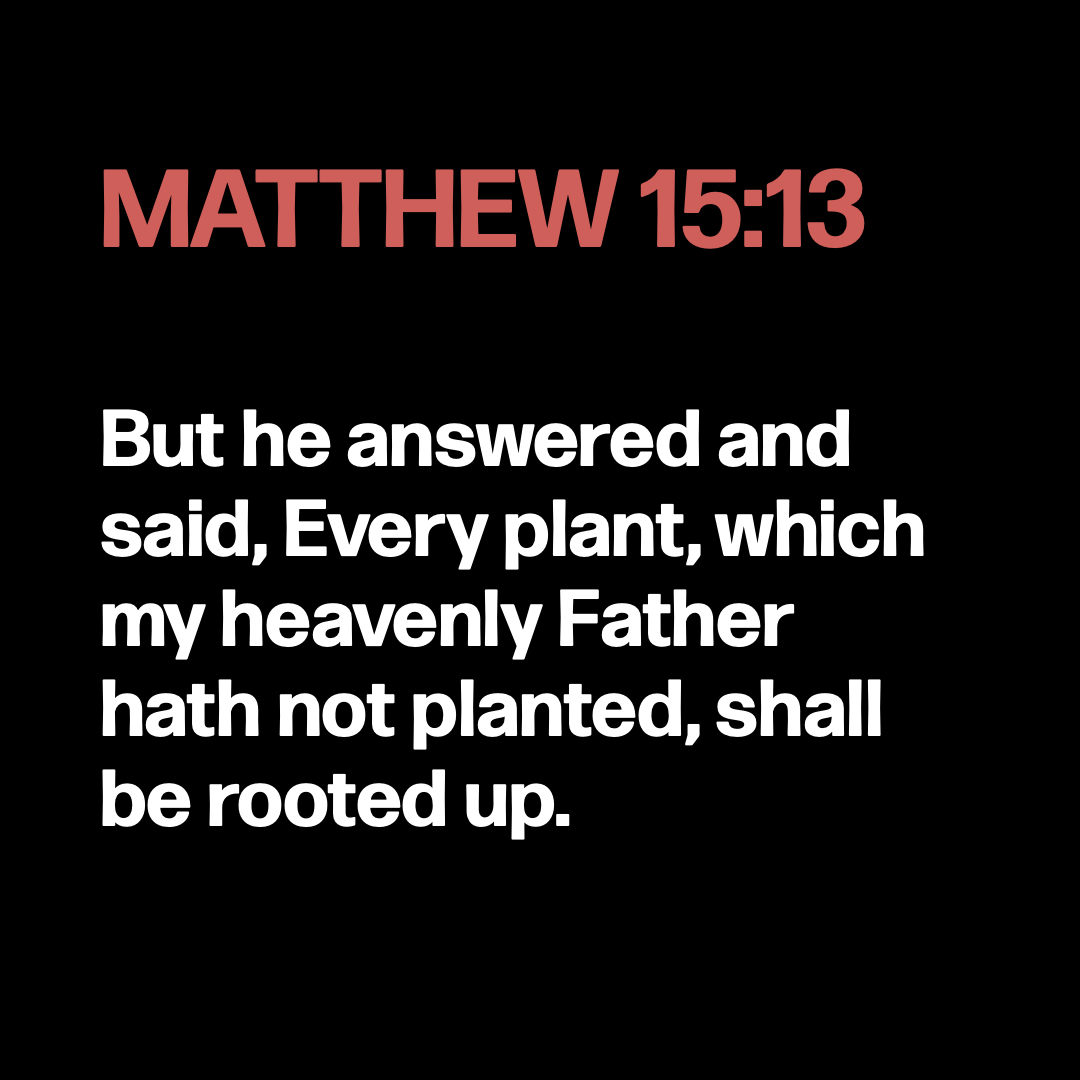 Matthew 15:13 He replied, “Every plant that my heavenly Father has