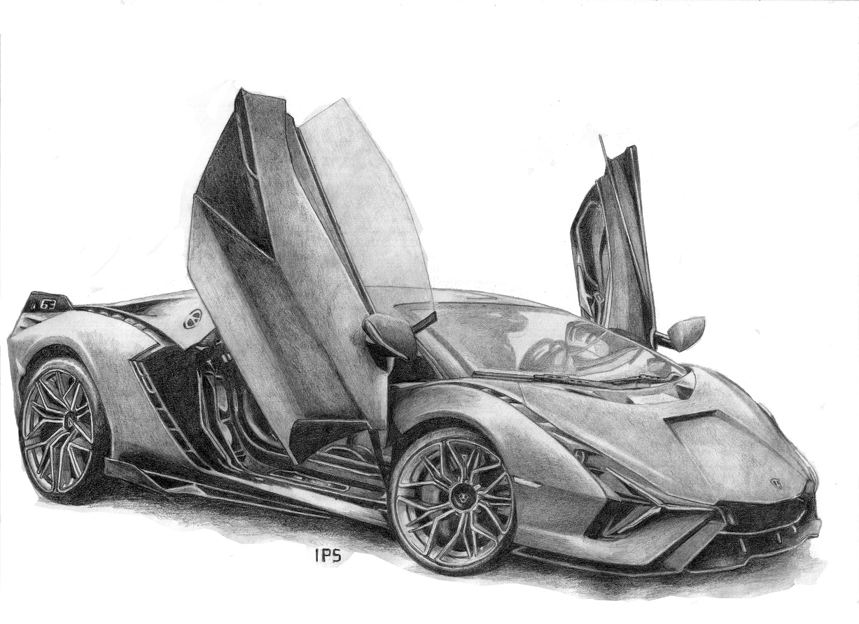 Lamborghini Huracan Performamte spyder.Graphite pencils. A4 : r/sketches