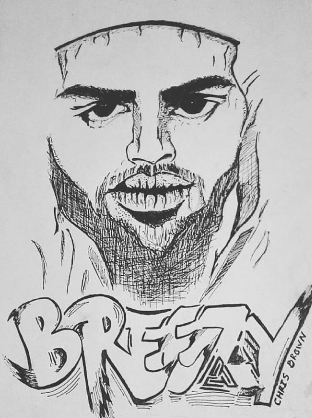 Chris Brown Drawing by Tavian Ford - Pixels