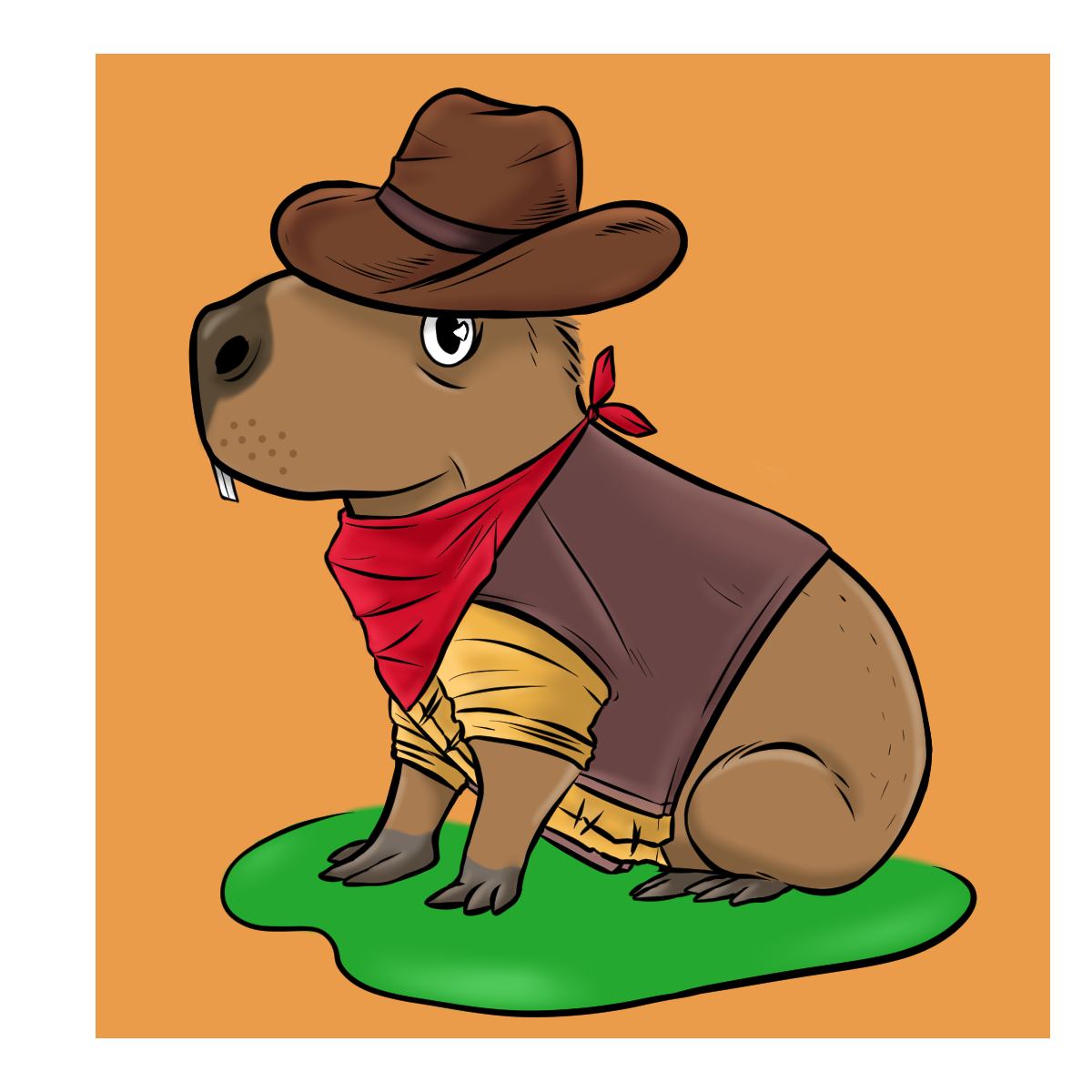 Cowboy Capybara Plush Keychain – Robot vs Sloth Collective
