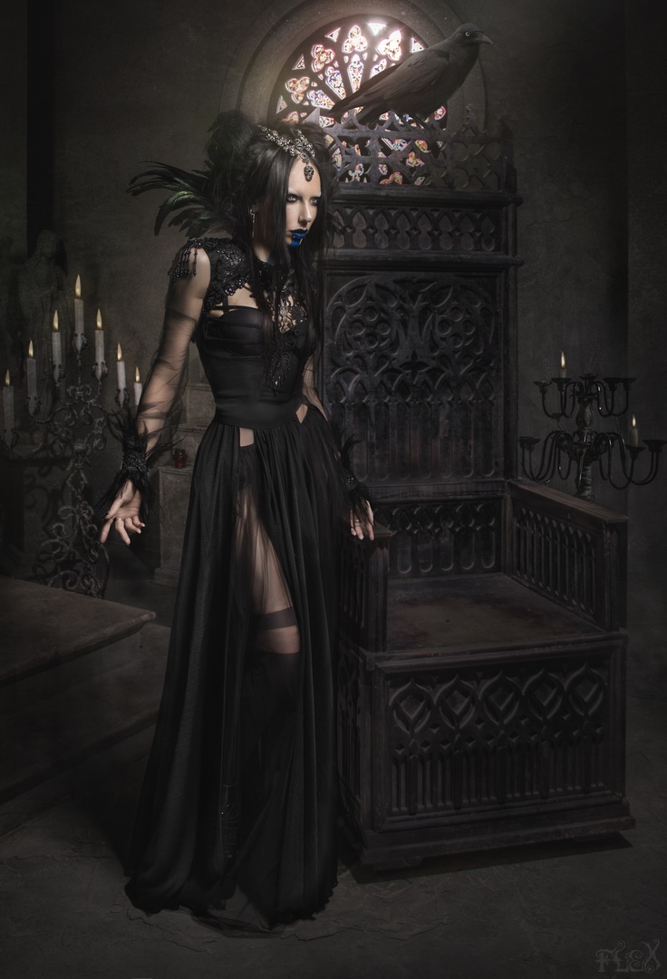 Singer Poppy is wearing The Ritual Scarab Gown gown for a feature