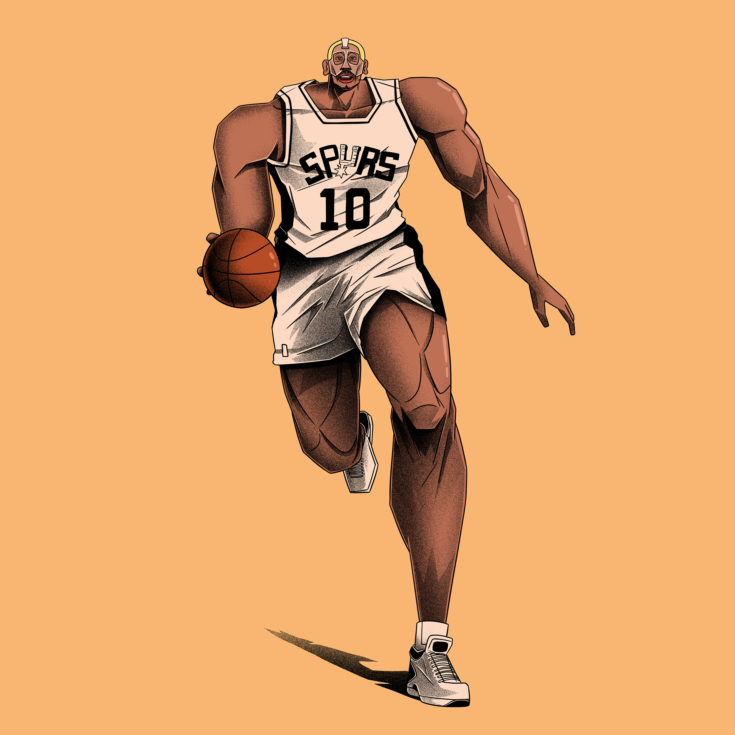 Dennis Rodman of the San Antonio Spurs looks on during a NBA