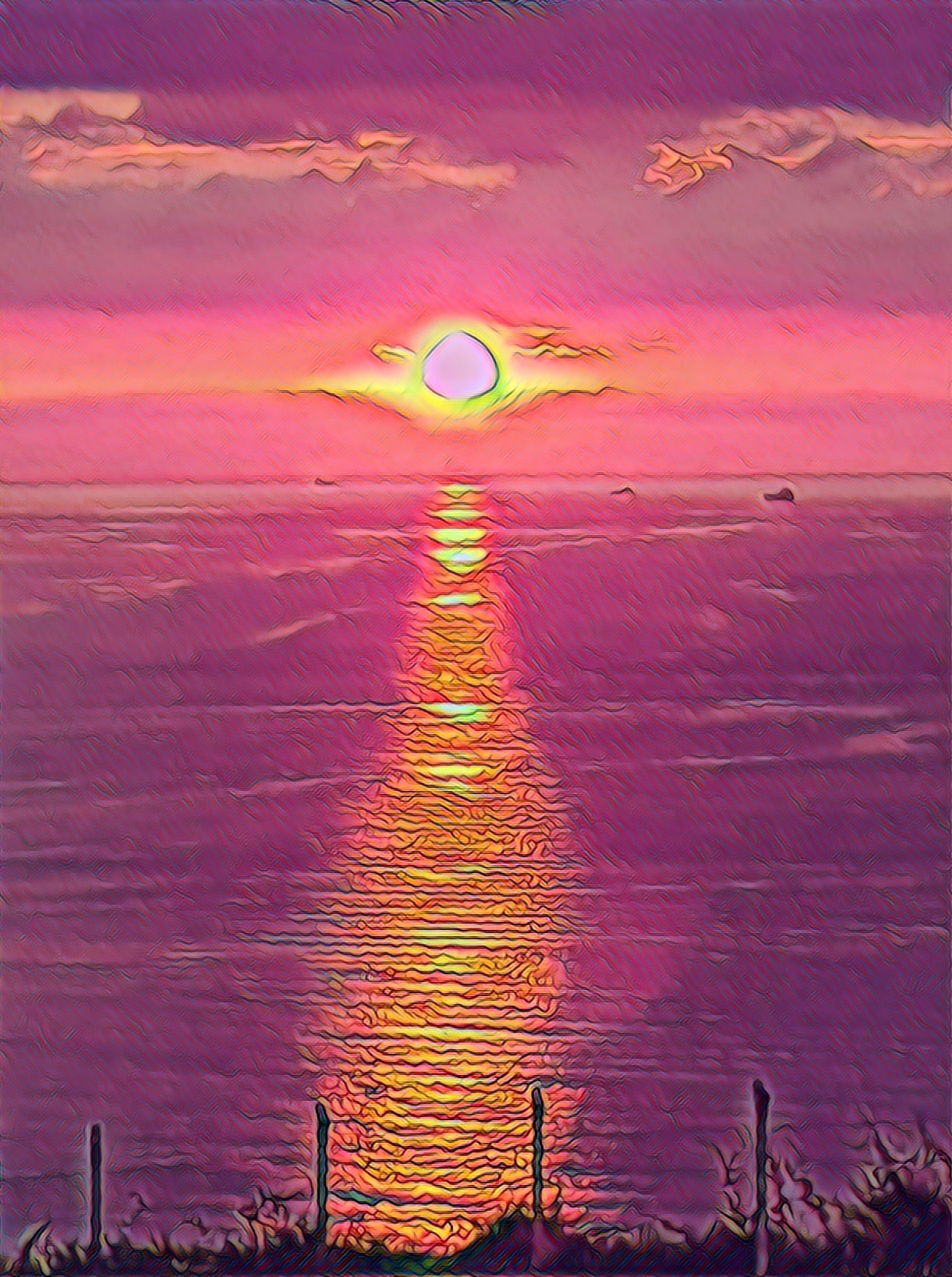 pink sun painting