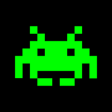 space invaders logo green