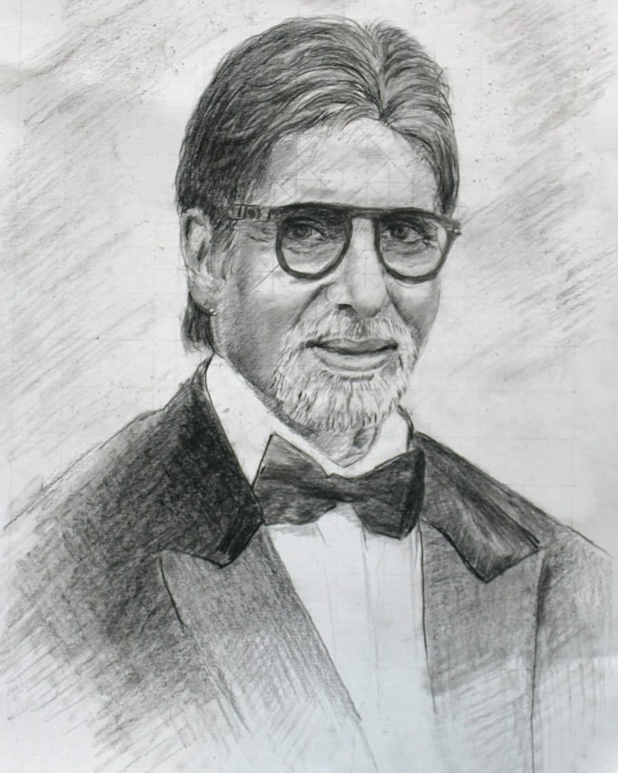 Buy Amitabh Bachchan Scribble Portrait on Paper 85x55cm Without Frame  Online in India - Etsy
