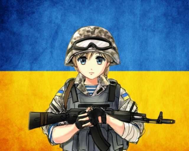 Ukrainian soldier anime character with black hair on Craiyon