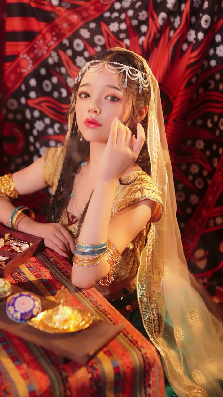 Seductive sexy traditional oriental belly dancer girl image