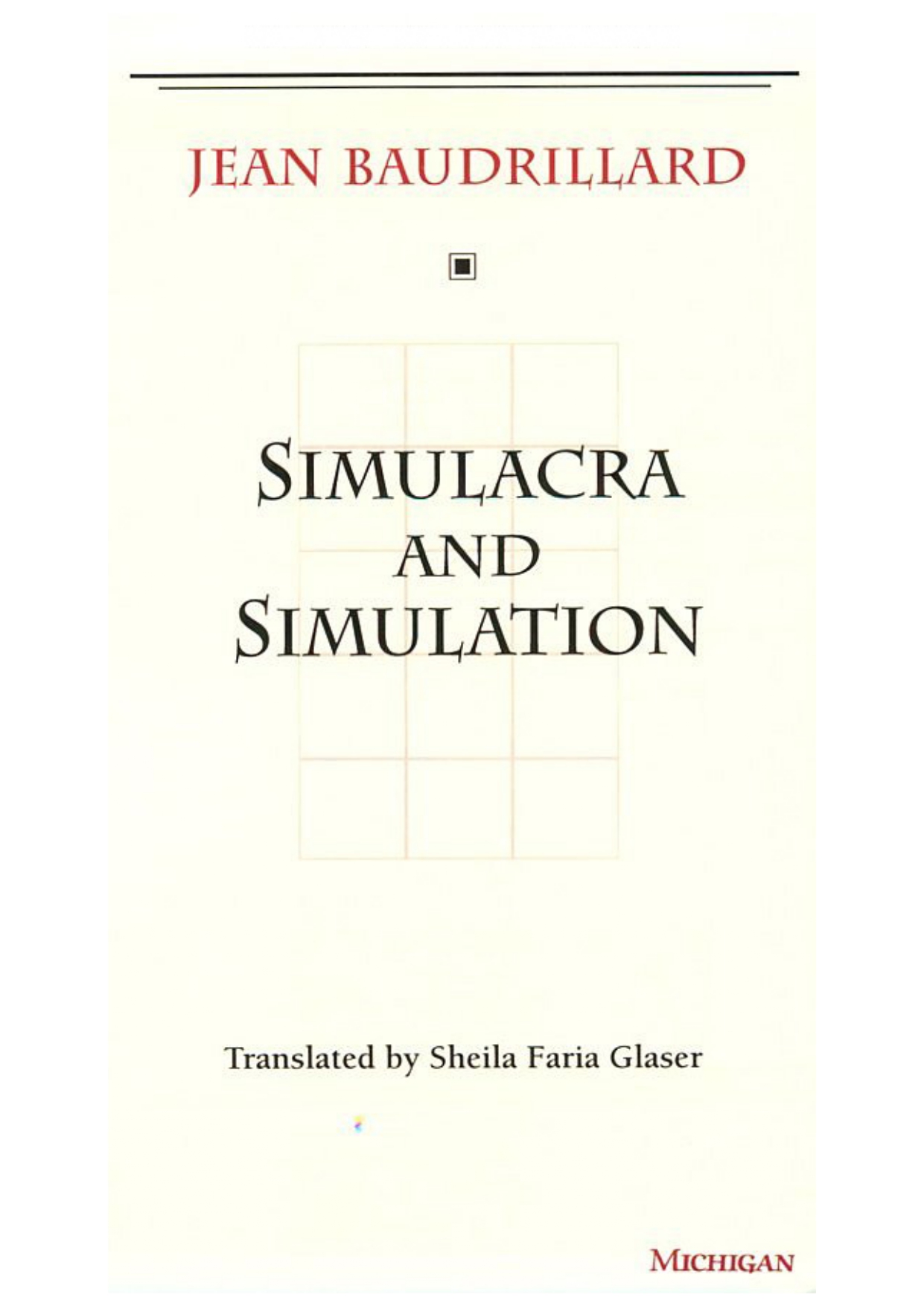 Simulacra and Simulation 1995 by Jean Baudrillard Cultural 