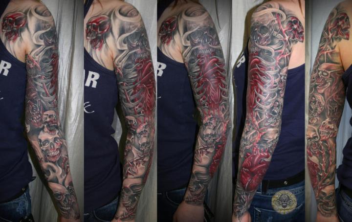 Heart Skull Armsleeve final 16 - 2face tattoo | OpenSea