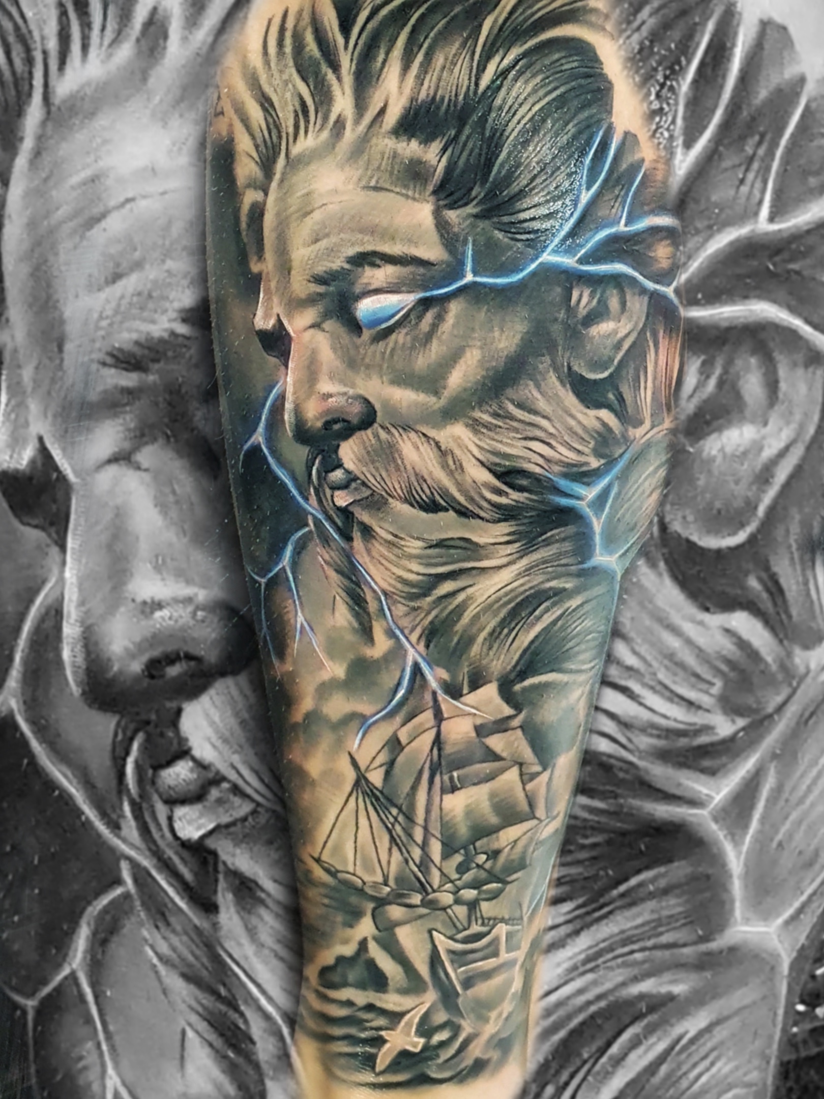 Poseidon Tattoo, Done by OnyTattoos, Toronto, Ontario : r/tattoo