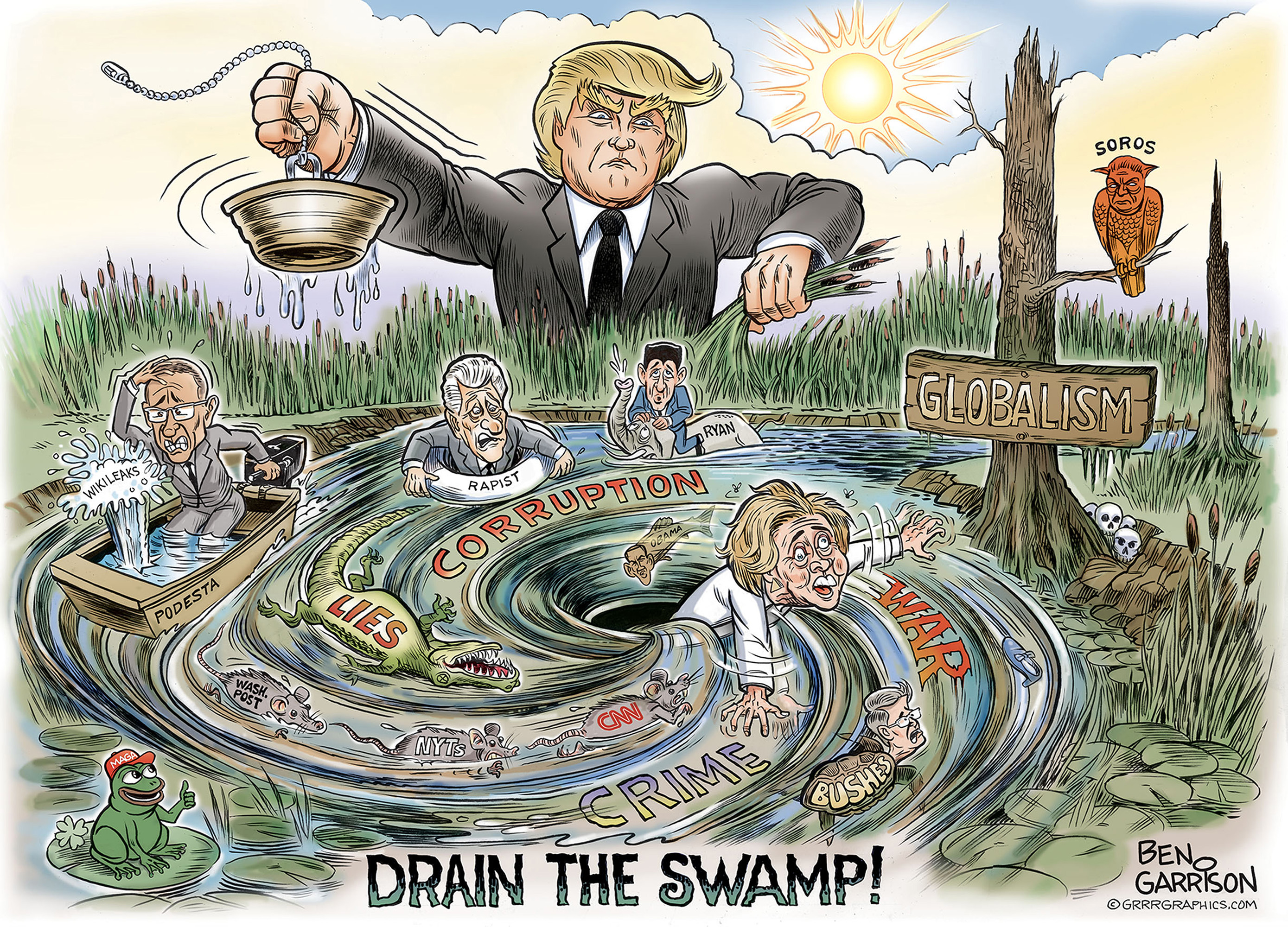 TRUMP DRAIN THE SWAMP Number One Classic Ben Garrison Cartoon - Ben Garrison Collection | OpenSea TRUMP DRAIN THE SWAMP Number One Classic Ben Garrison Cartoon - Ben Garrison Collection | OpenSea